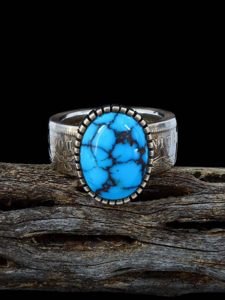 Estate Navajo Silver Egyptian Prince Turquoise Ring, Size 12 - PuebloDirect.com