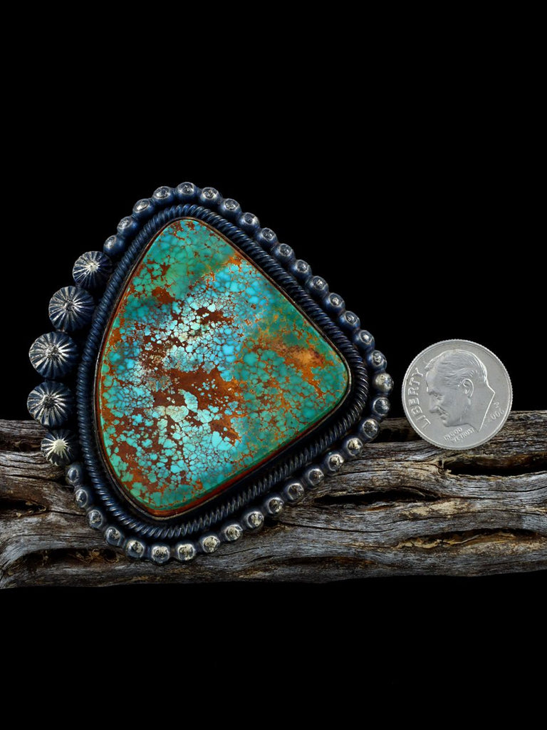 Estate Large Navajo Pilot Mountain Turquoise Sterling Silver Ring, Size 12.5 - PuebloDirect.com