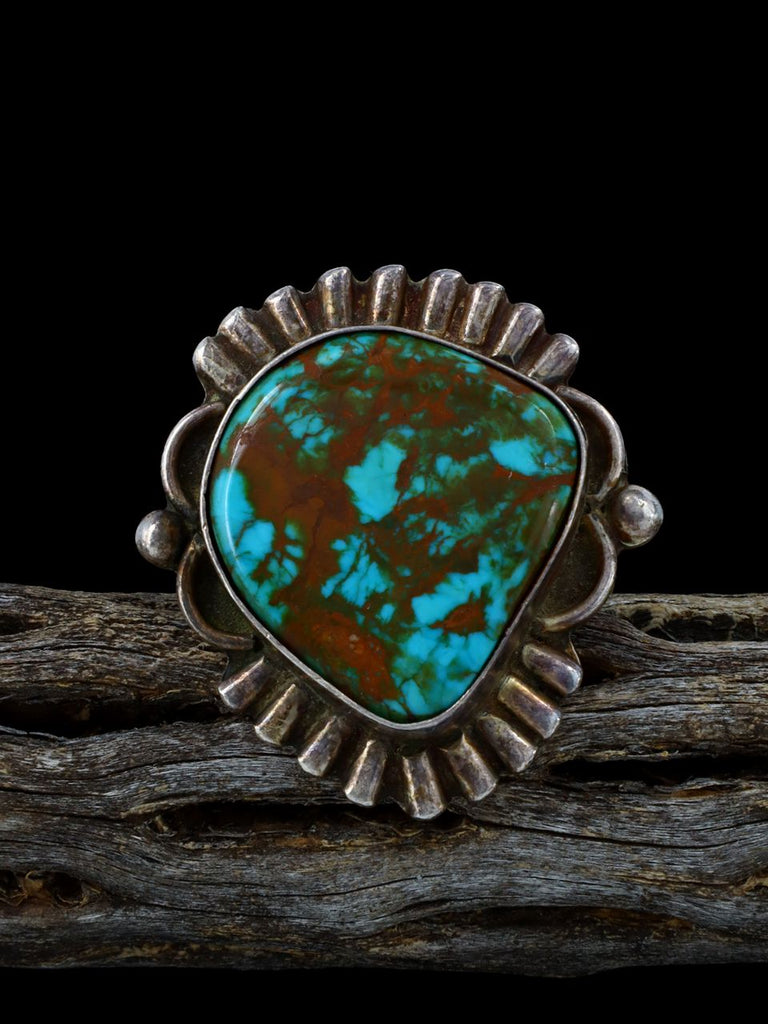 Vintage Estate Native American Sterling Silver Turquoise Ring, Size 8 - PuebloDirect.com