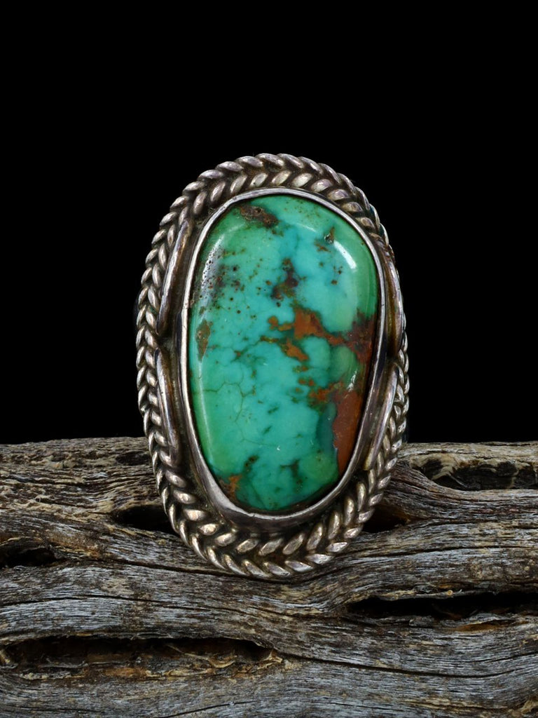 Vintage Native American Sterling Silver Turquoise Ring, Size 8 1/2 - PuebloDirect.com