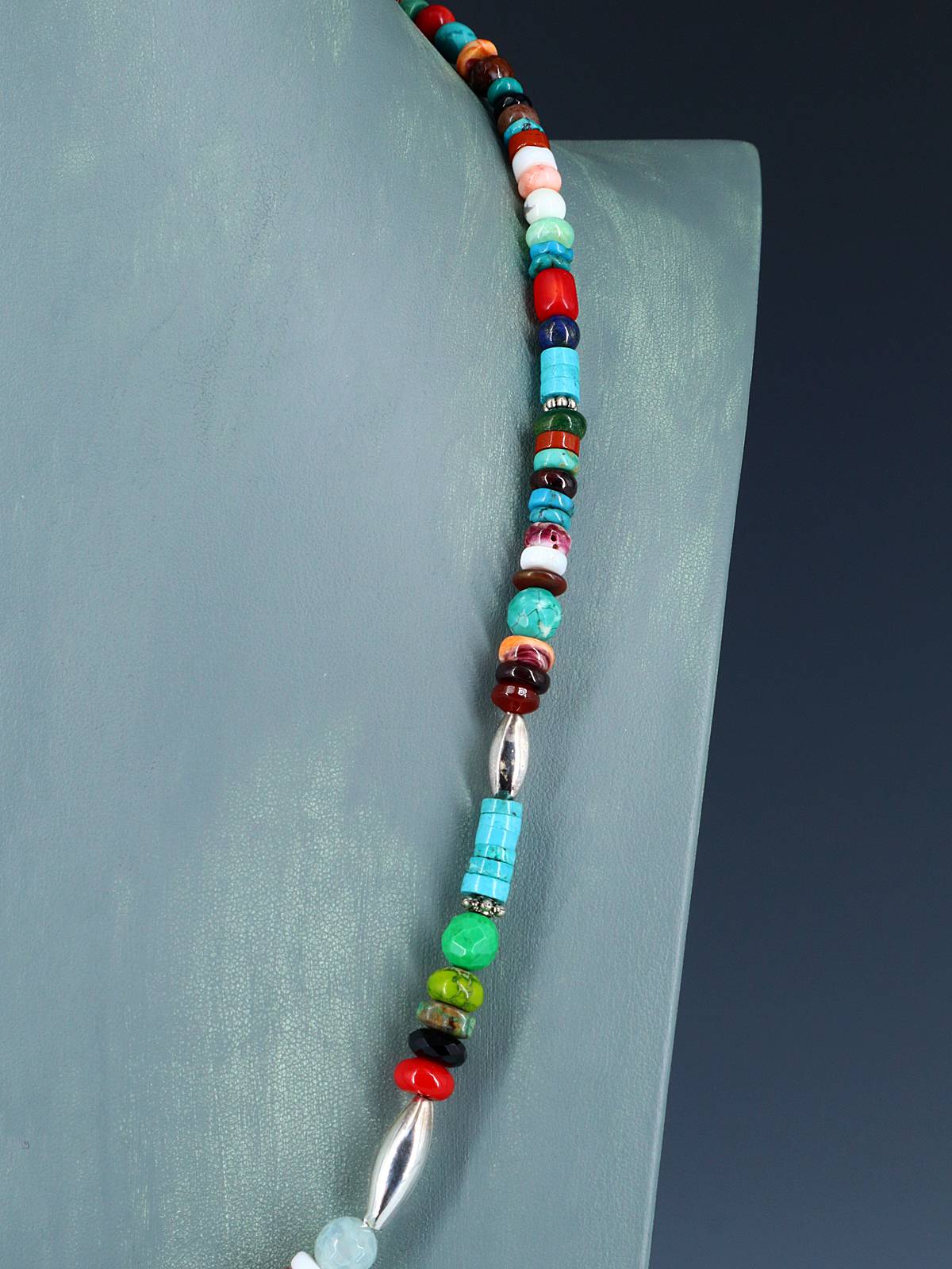 24" Navajo Single Strand Multistone Necklace