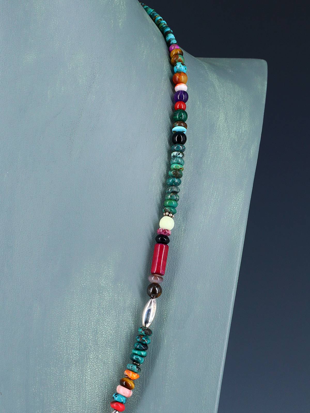 24" Navajo Single Strand Turquoise Multistone Necklace