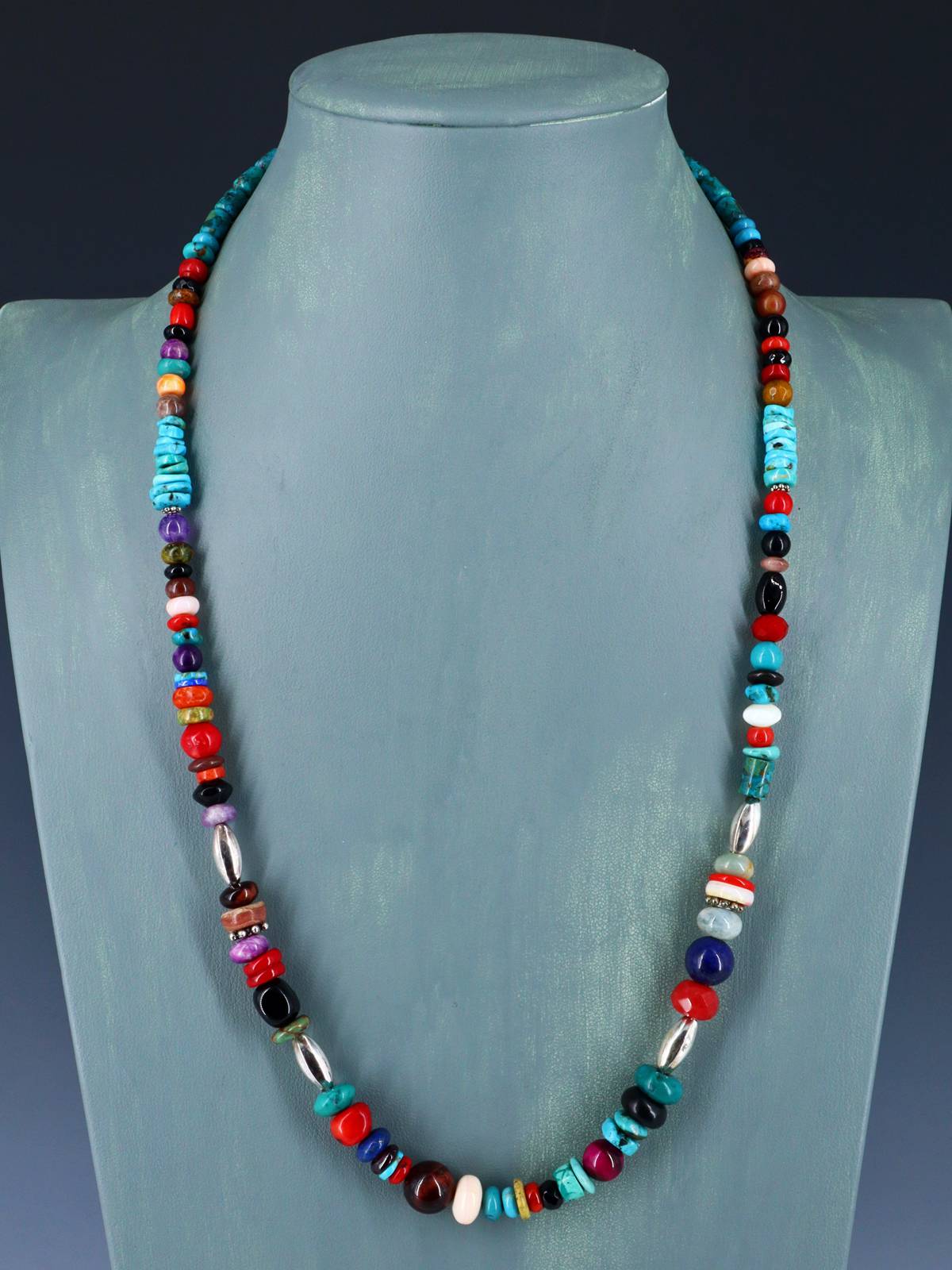 24" Navajo Single Strand Multistone Necklace