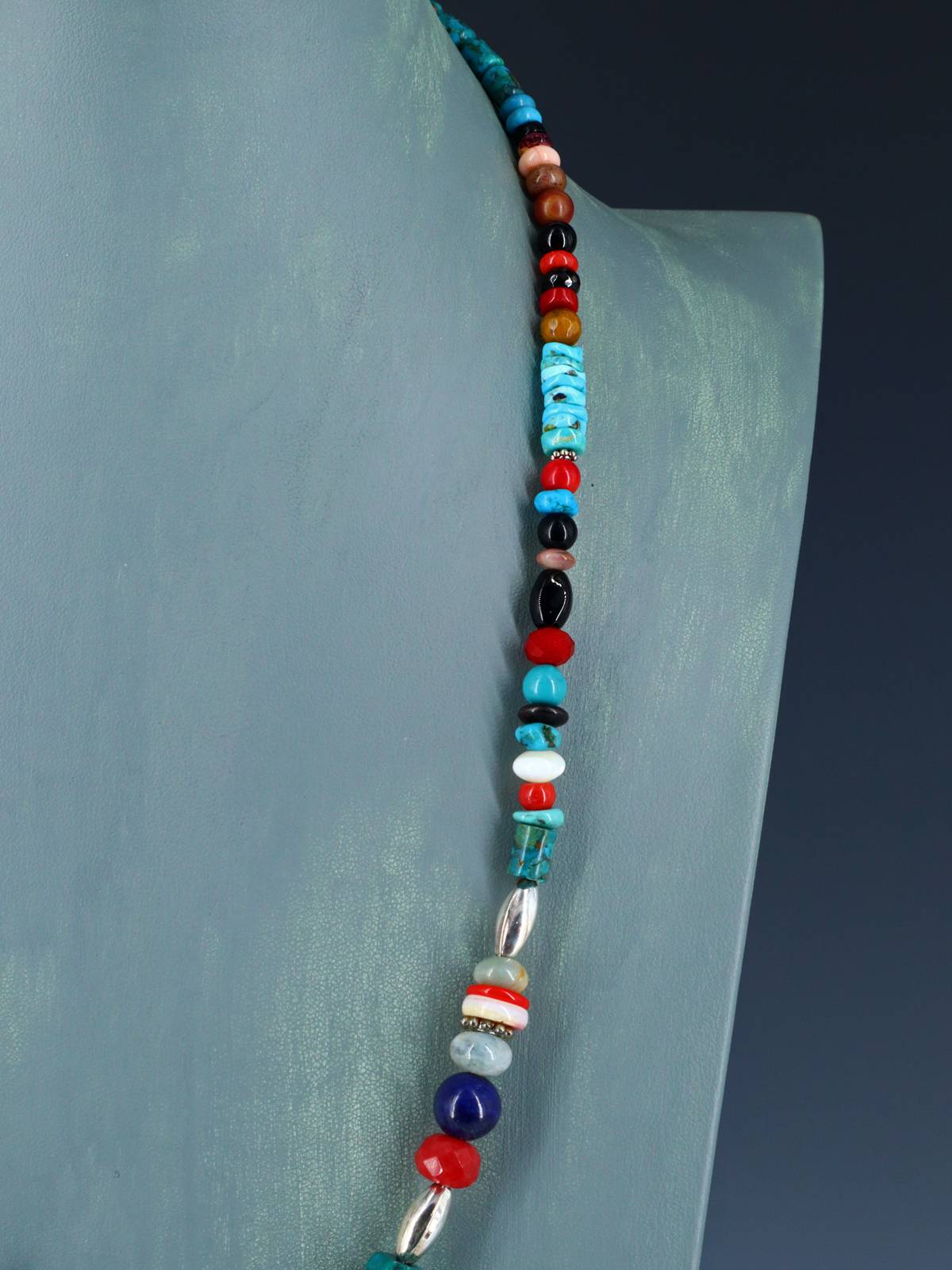 24" Navajo Single Strand Multistone Necklace