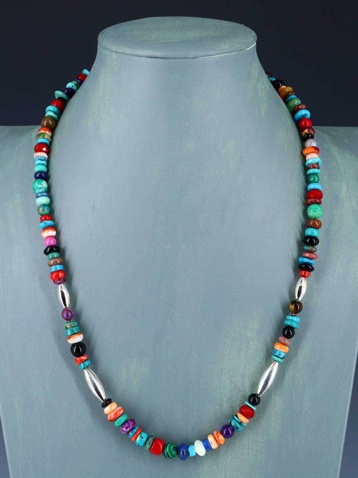 22" Navajo Single Strand Multistone Necklace