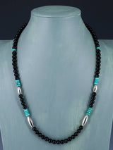22" Navajo Single Strand Black Onyx Necklace