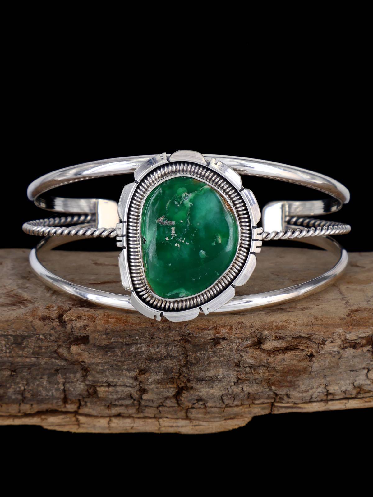 Native American Broken Arrow Variscite Sterling Silver Bracelet - PuebloDirect.com