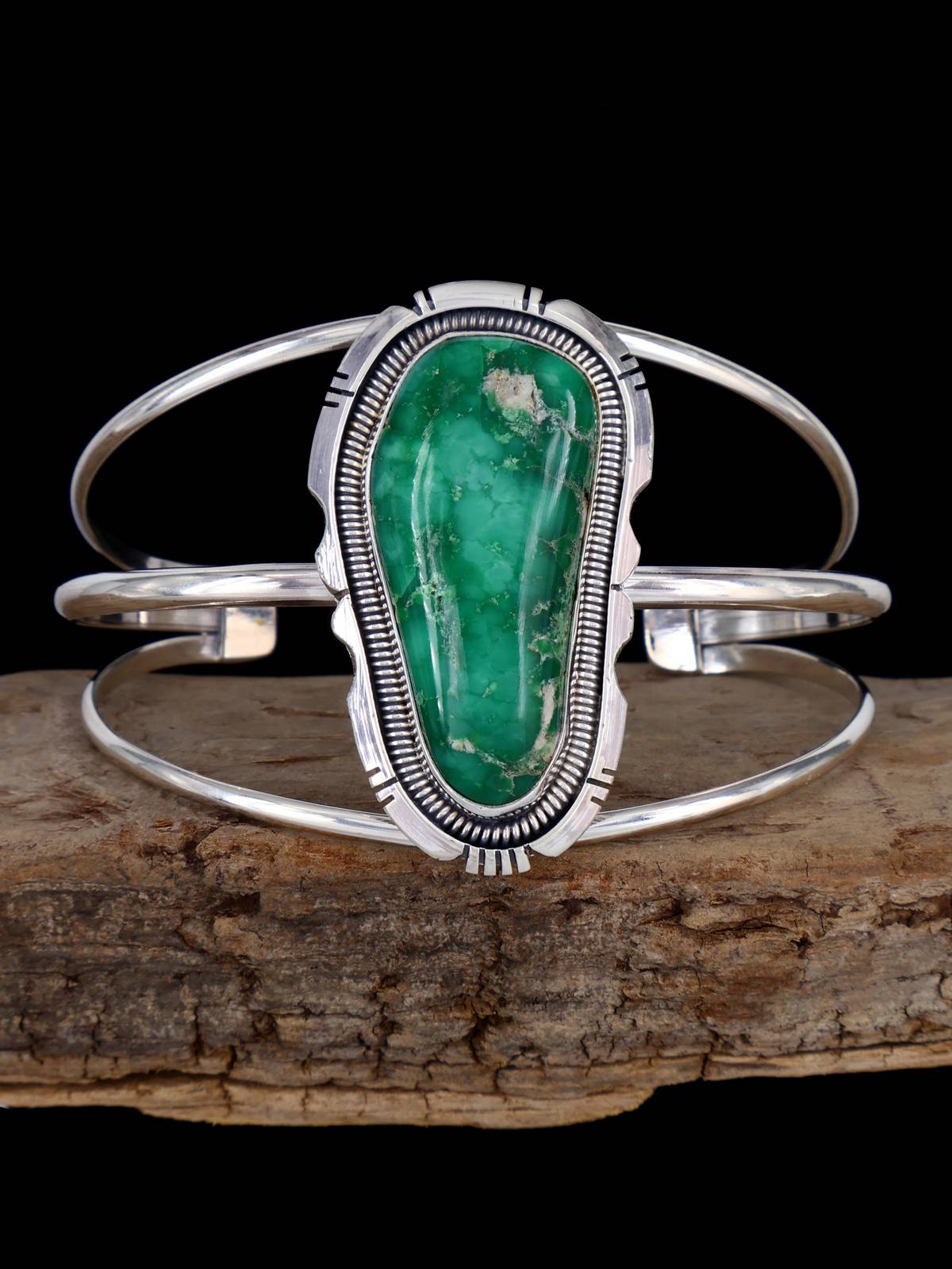 Native American Broken Arrow Variscite Sterling Silver Bracelet - PuebloDirect.com