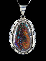 Native American Sterling Silver Boulder Opal Pendant - PuebloDirect.com