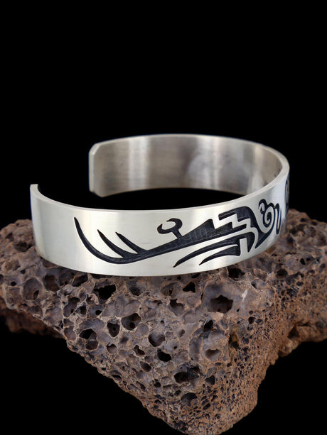 Native American Sterling Silver Hopi Overlay Cuff Bracelet - PuebloDirect.com
