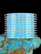 Native American Zuni Turquoise Inlay Bracelet - PuebloDirect.com