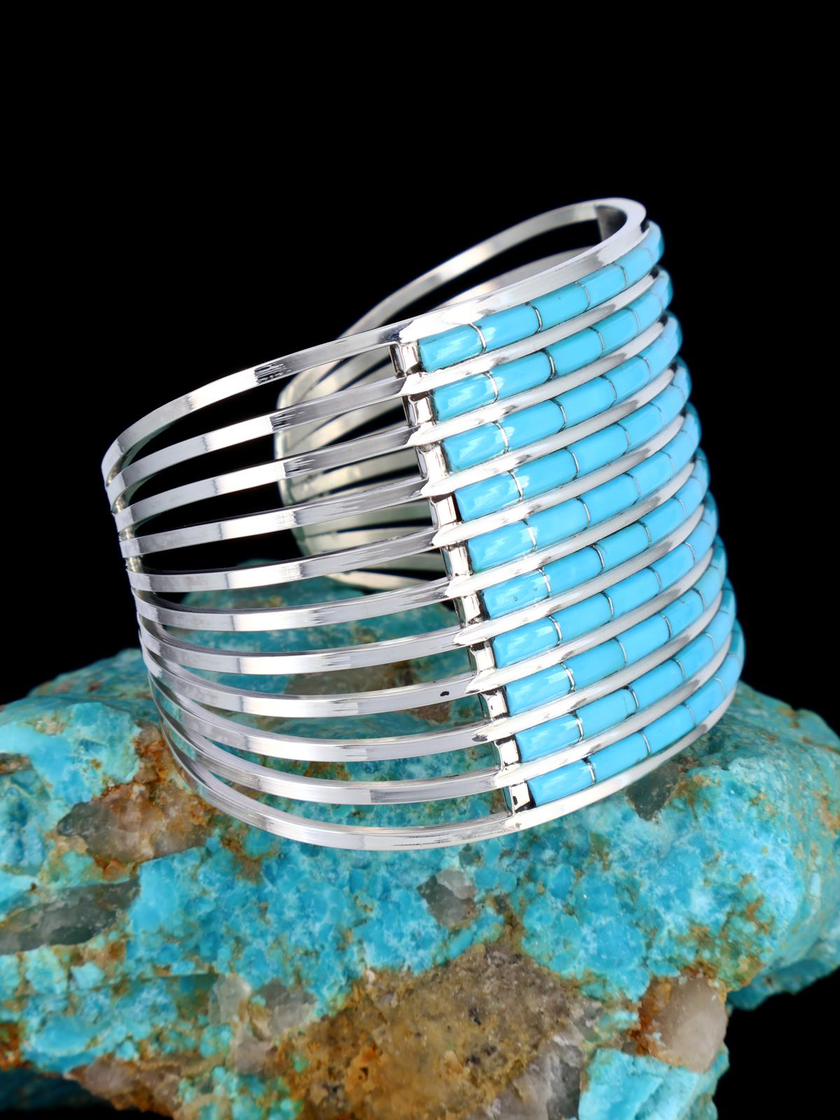 Native American Zuni Turquoise Inlay Bracelet - PuebloDirect.com