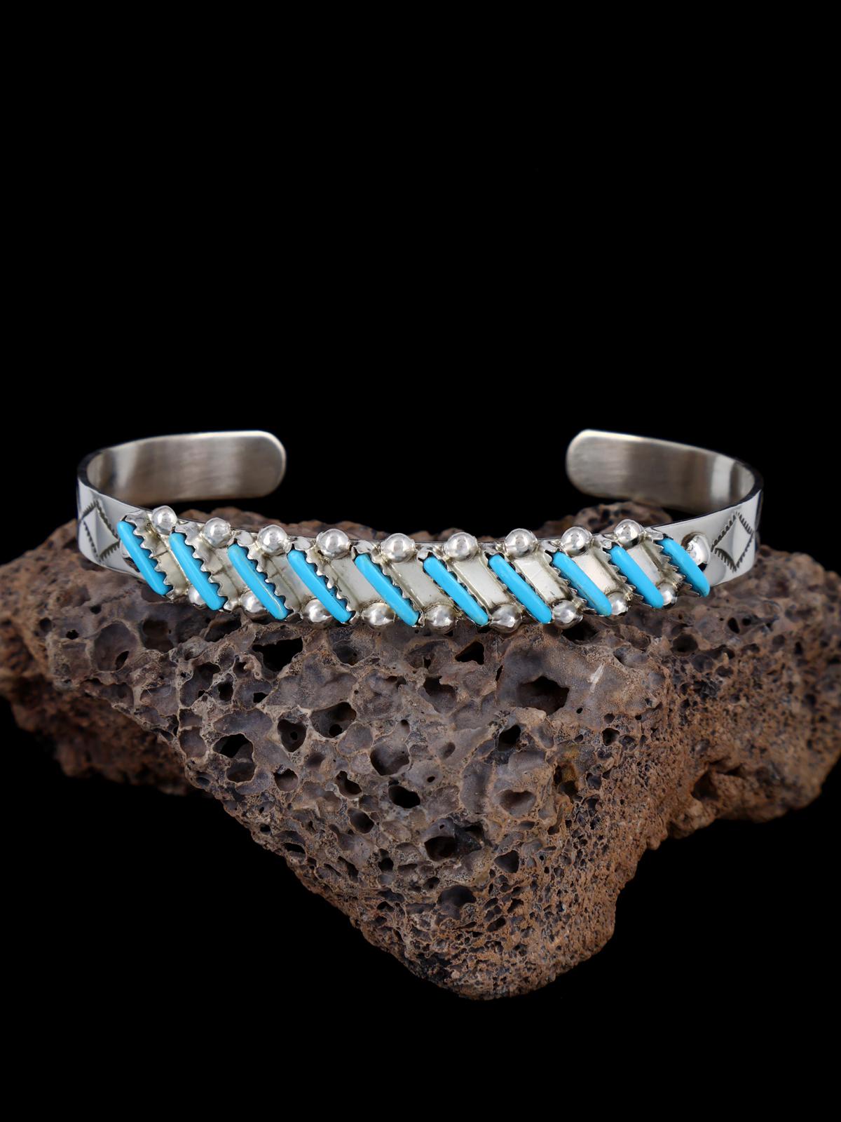 Sterling Silver Turquoise Zuni Bracelet - PuebloDirect.com