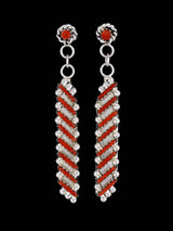 Native American Jewelry Coral Zuni Post Earrings - PuebloDirect.com