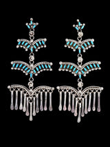Sterling Silver Zuni Inlay Turquoise Post Earrings - PuebloDirect.com