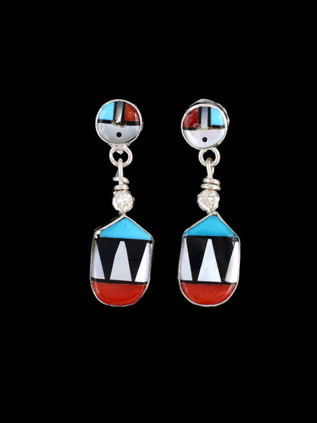 Zuni Inlay Sunface Post Earrings - PuebloDirect.com