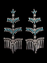 Native American Jewelry Turquoise Zuni Chandelier Earrings - PuebloDirect.com