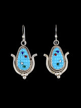 Native American Jewelry Zuni Turquoise Corn Dangle Earrings - PuebloDirect.com