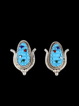 Native American Jewelry Zuni Turquoise Corn Post Earrings - PuebloDirect.com