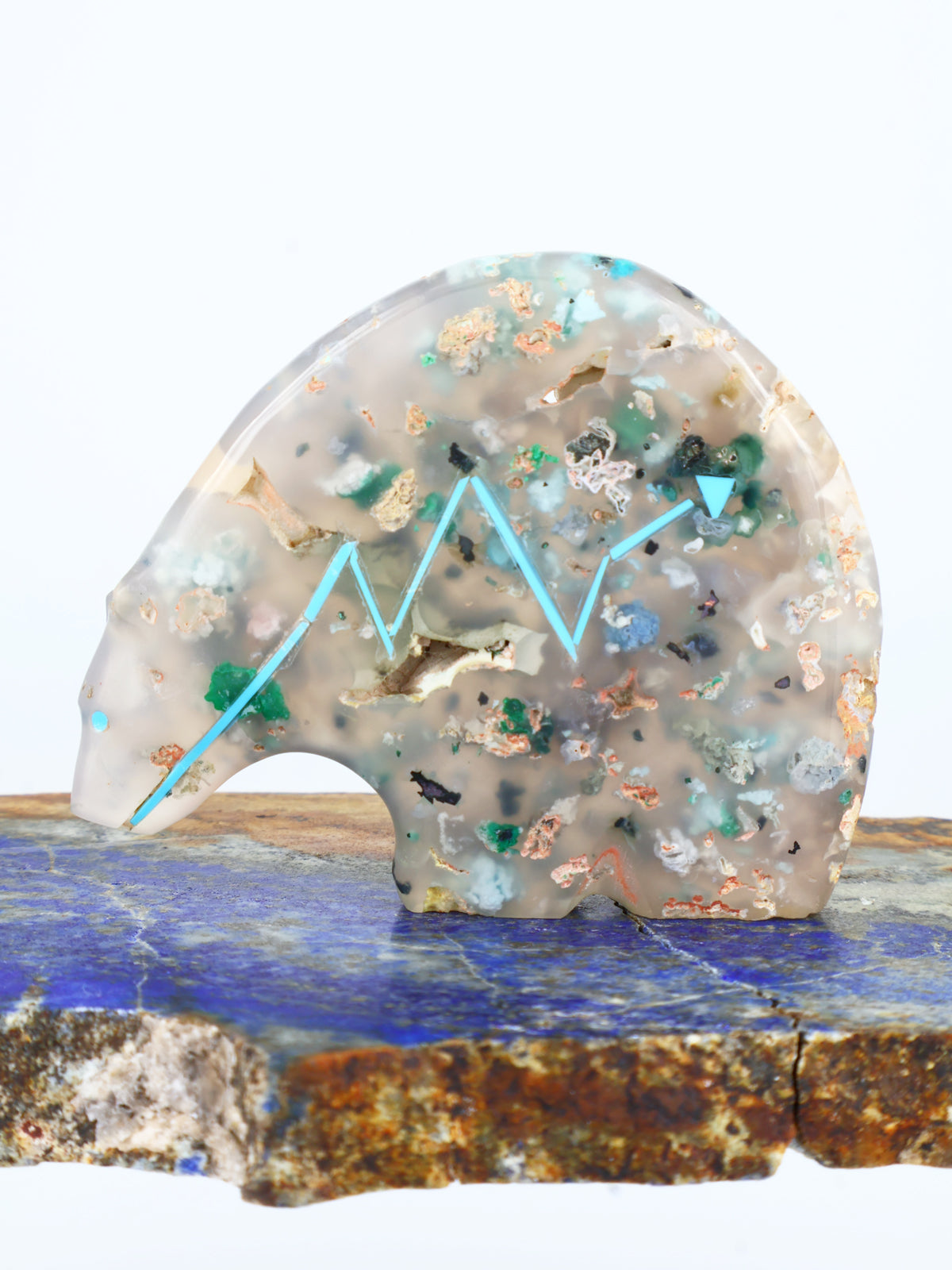 Confetti Chrysocolla Medicine Bear Zuni Fetish