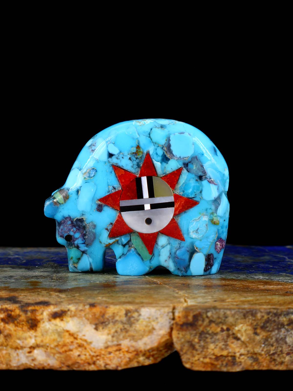 Turquoise Sunface Bear Zuni Fetish