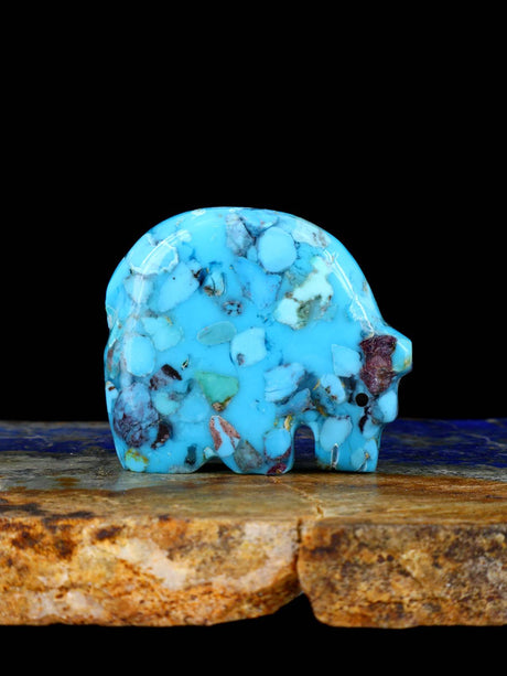 Turquoise Sunface Bear Zuni Fetish