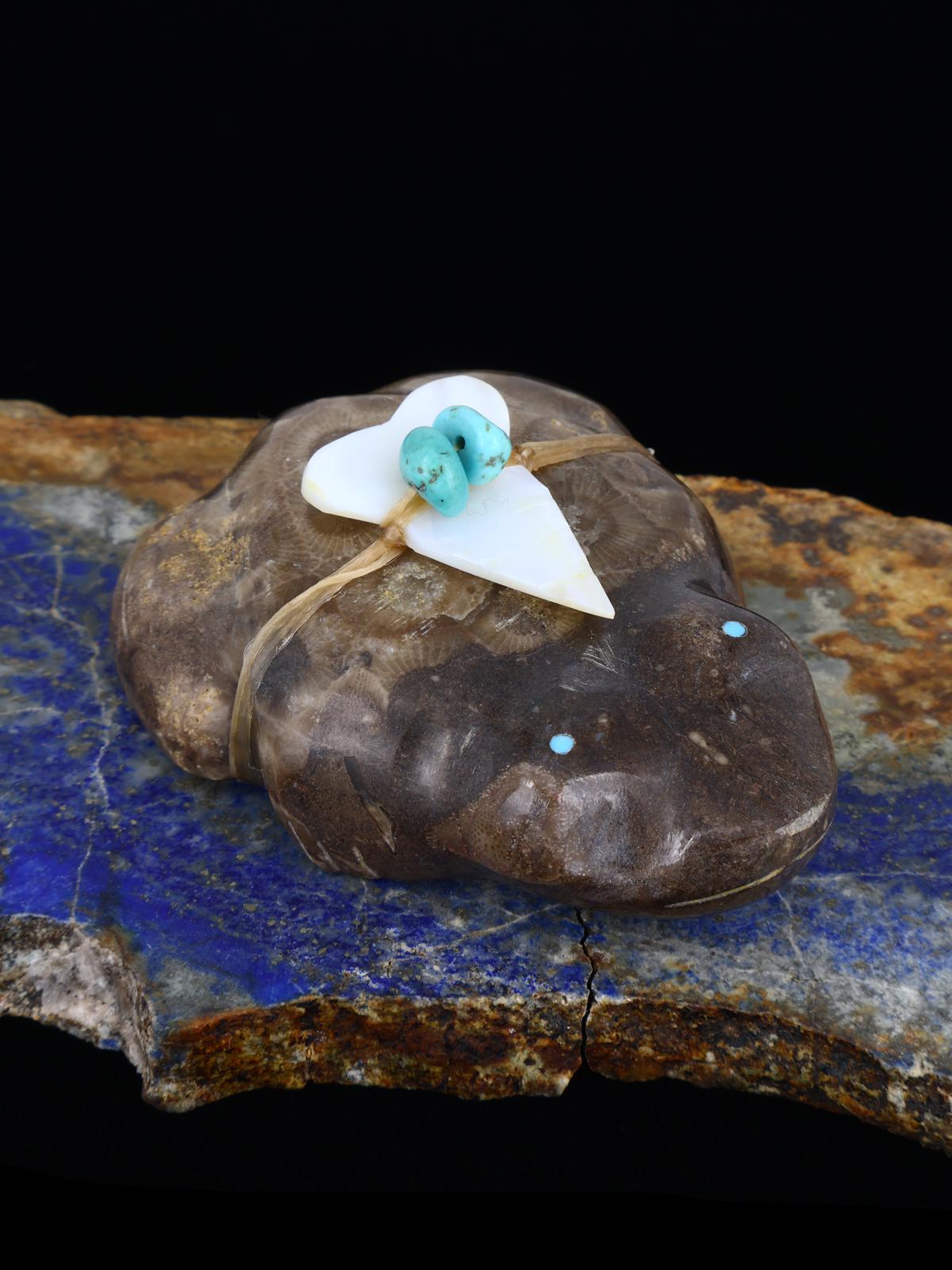 Fossil Stone Frog Zuni Fetish - PuebloDirect.com