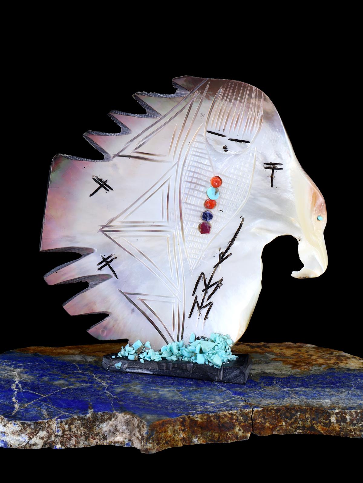 Abalone Eagle/Maiden Zuni Fetish Carving