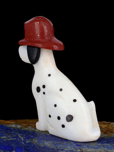White Marble Firehouse Dalmatian Zuni Fetish