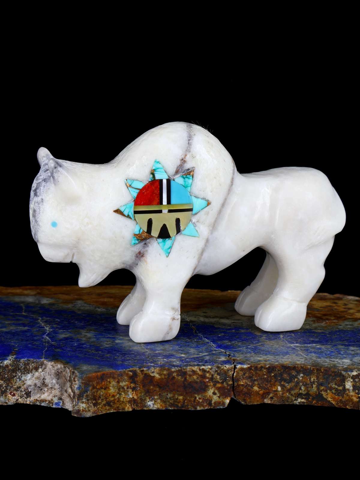 White Marble Buffalo Zuni Fetish