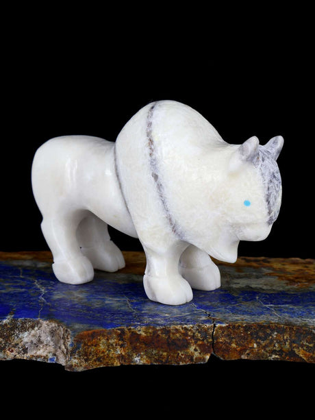White Marble Buffalo Zuni Fetish