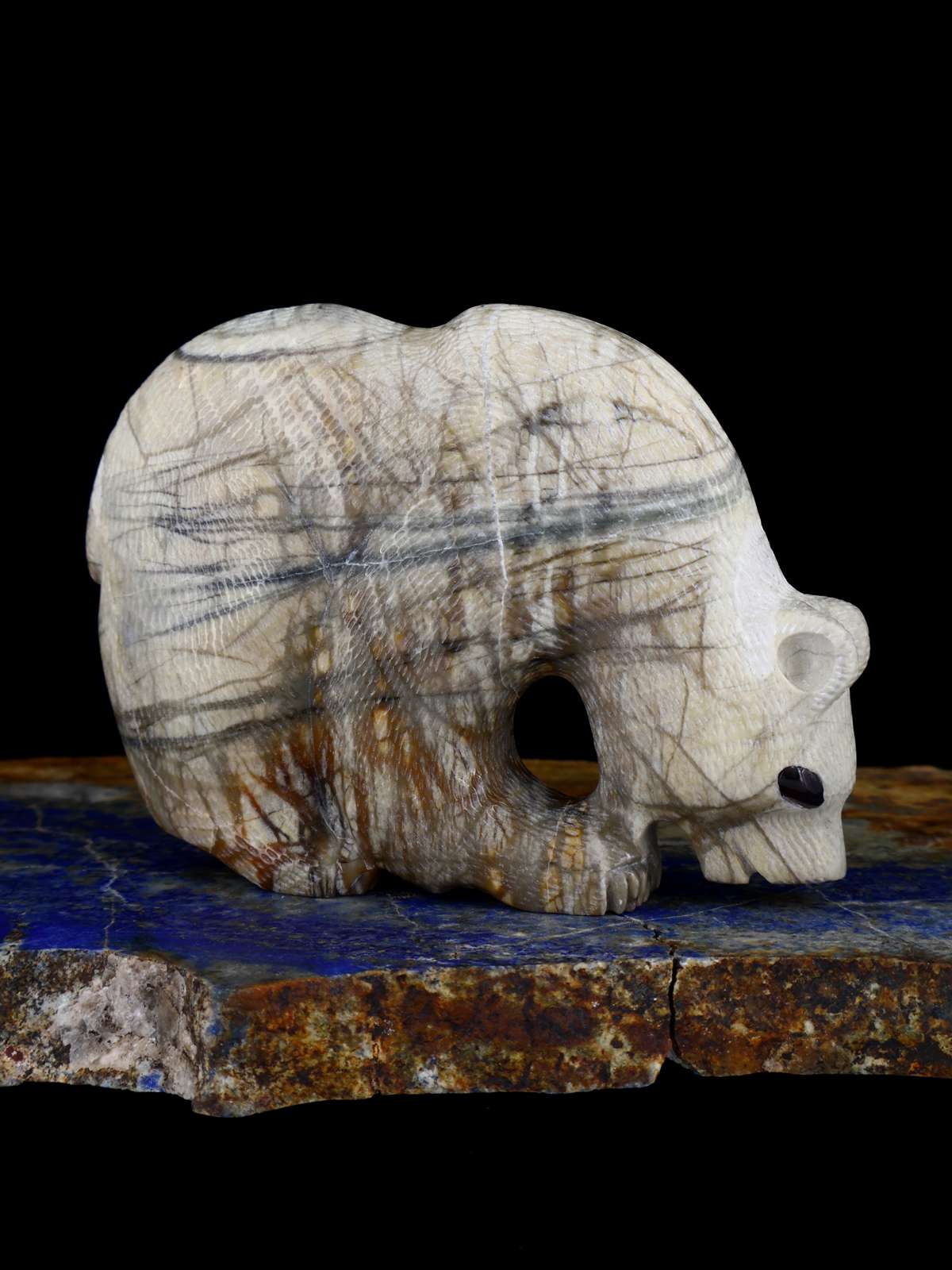 Picasso Marble Bear Zuni Fetish - PuebloDirect.com