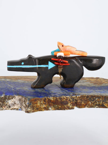 Black Marble Wolf Zuni Fetish - PuebloDirect.com