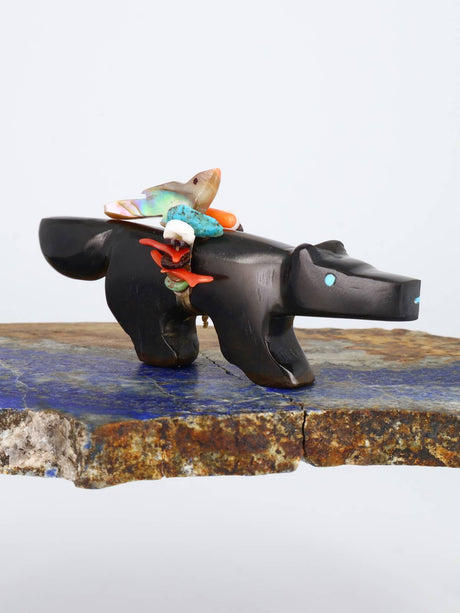 Black Marble Wolf Zuni Fetish - PuebloDirect.com