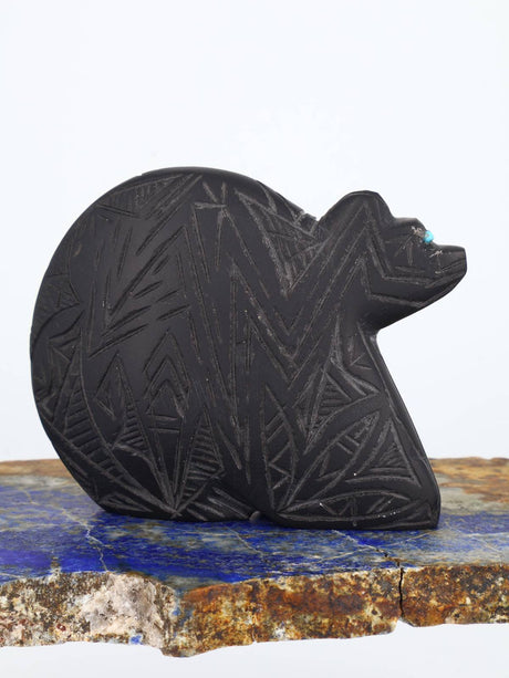 Black Marble Bear Zuni Fetish - PuebloDirect.com