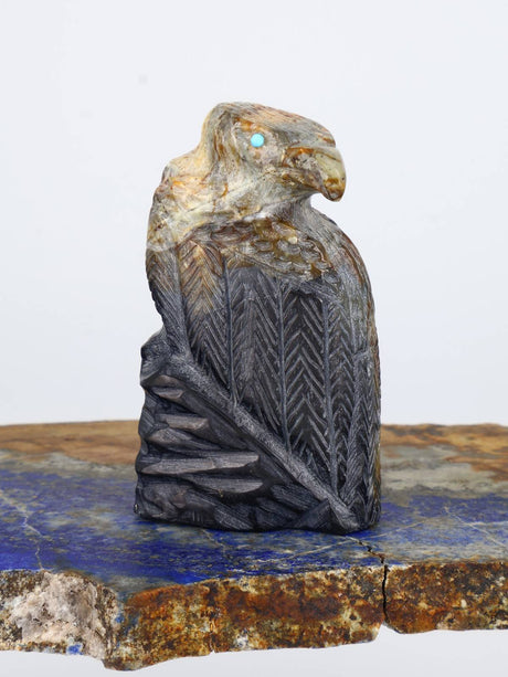 Picasso Marble Crow Zuni Fetish - PuebloDirect.com