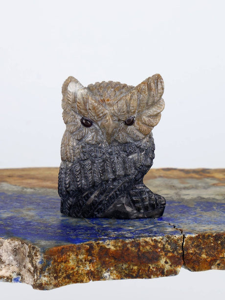 Picasso Marble Owl Zuni Fetish - PuebloDirect.com