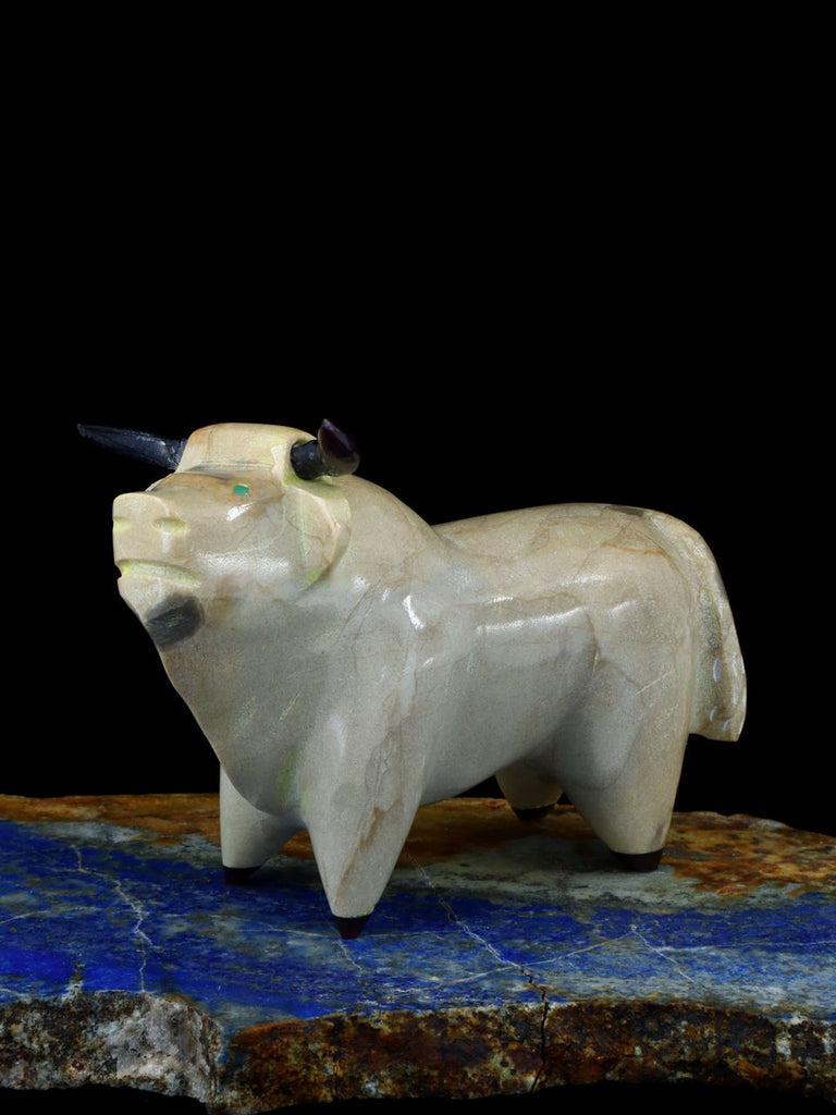 Travertine Bison Zuni Fetish Carving - PuebloDirect.com