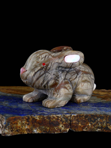 Picasso Marble Rabbit Zuni Fetish - PuebloDirect.com