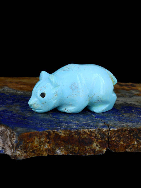 Turquoise Bear Navajo Carving - PuebloDirect.com