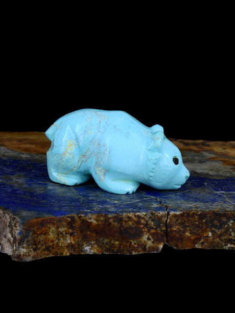 Turquoise Bear Navajo Carving - PuebloDirect.com
