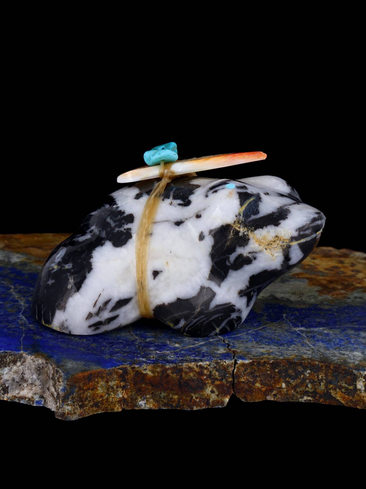 Zebra Marble Frog Zuni Fetish - PuebloDirect.com