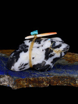 Zebra Marble Frog Zuni Fetish - PuebloDirect.com