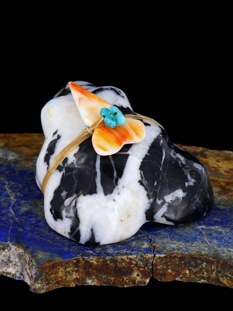 Zebra Marble Frog Zuni Fetish - PuebloDirect.com