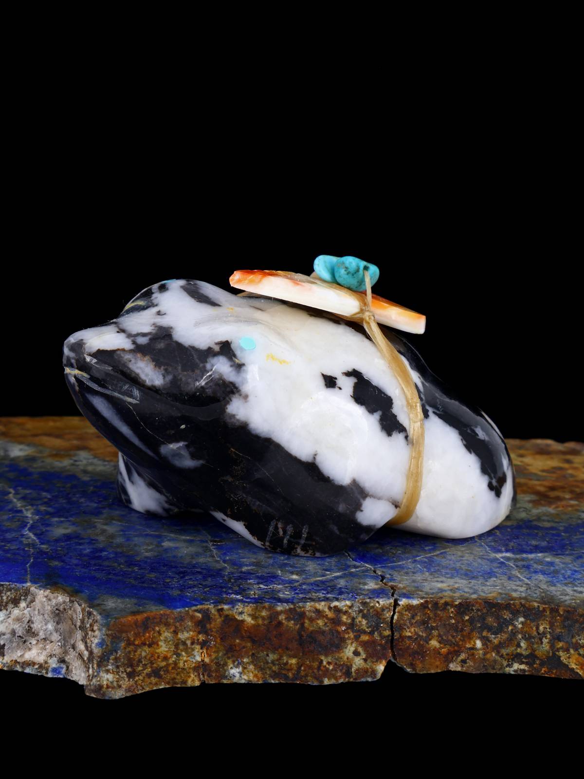 Zebra Marble Frog Zuni Fetish - PuebloDirect.com