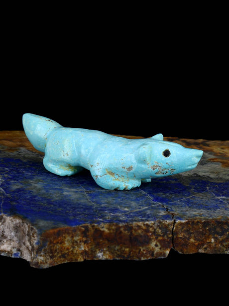 Turquoise Fox Navajo Carving - PuebloDirect.com