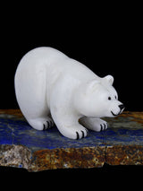 White Marble Bear Zuni Fetish - PuebloDirect.com