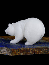 White Marble Bear Zuni Fetish - PuebloDirect.com