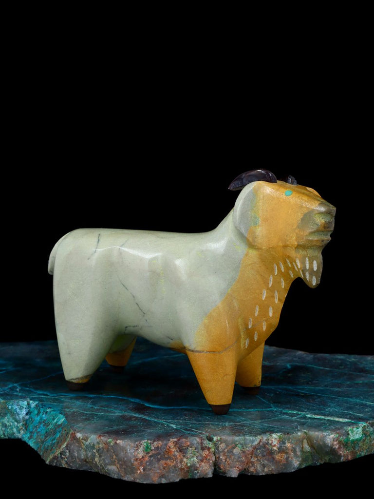 Travertine Billy Goat Zuni Fetish Carving - PuebloDirect.com