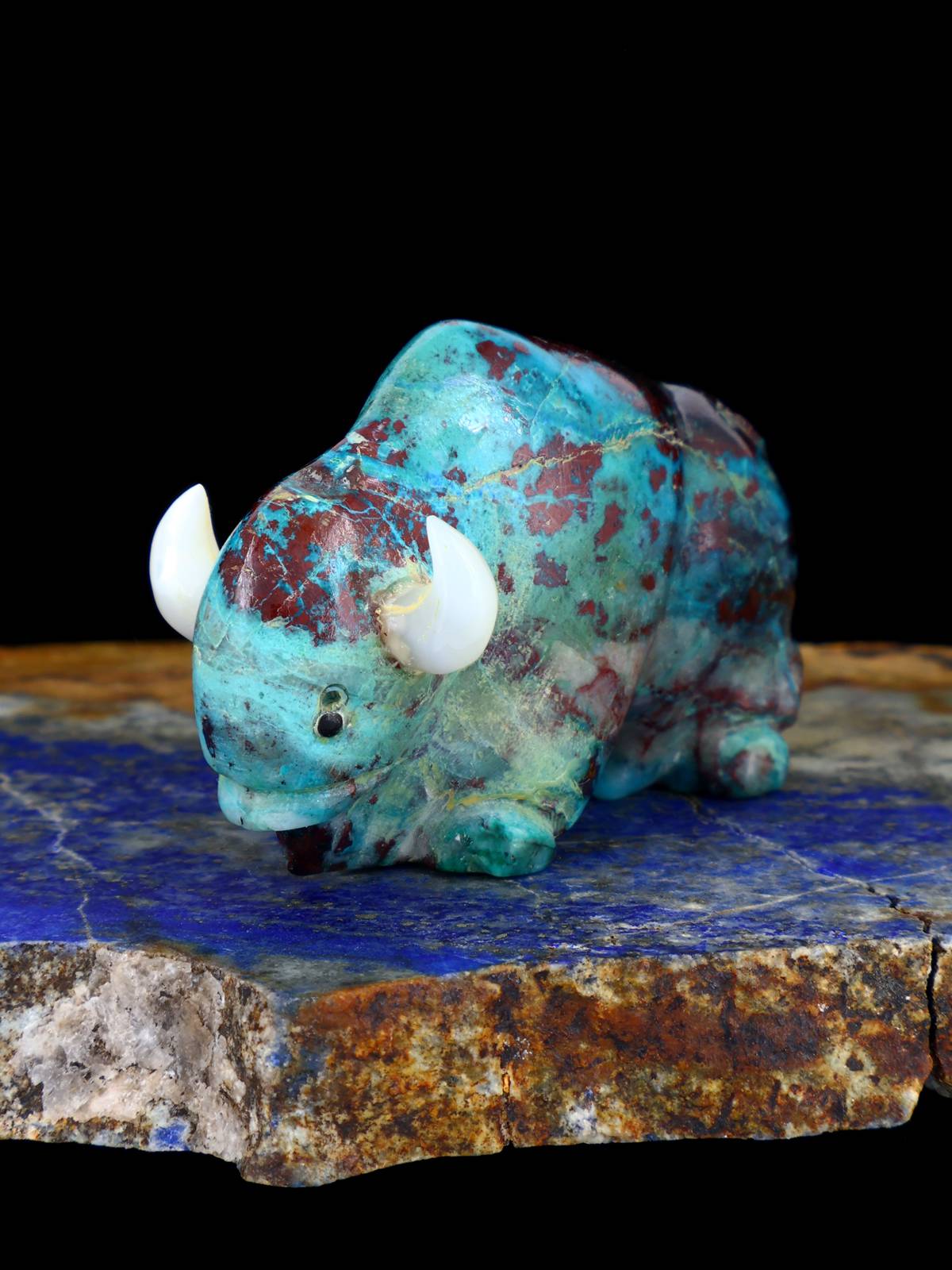 Chrysocolla Buffalo Zuni Fetish - PuebloDirect.com